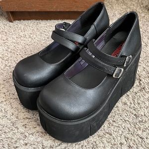 Demonia Kera 08 Matte Black Vegan Leather Platform Mary Janes Size 8